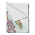 thumbnail image 2 of Ethnic Soft Flannel Fleece Throw Blanket, Motifs on a Shell of a Sea Turtle Colorful Floral Design Underwater Animal, Cozy Plush for Indoor and Outdoor Use, 60" x 80", Multicolor, by Ambesonne, 2 of 5