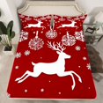 thumbnail image 2 of Manfei Wild Christmas Reindeer Twin Sheet Sets,Xmas Snwoflake Twin Fitted Sheet,Red White Flat Sheet For Girls Boys,Super Cozy Room Decor,3 Pieces, 2 of 7