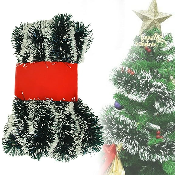 16.4Ft Xmas Tinsel Garland Decor,Christmas Metallic Garlands Red Green Gold Hanging Garland for Merry Christmas Party Wedding Fireplace Stairs Railing Mantel Wreath Ornaments(Green)