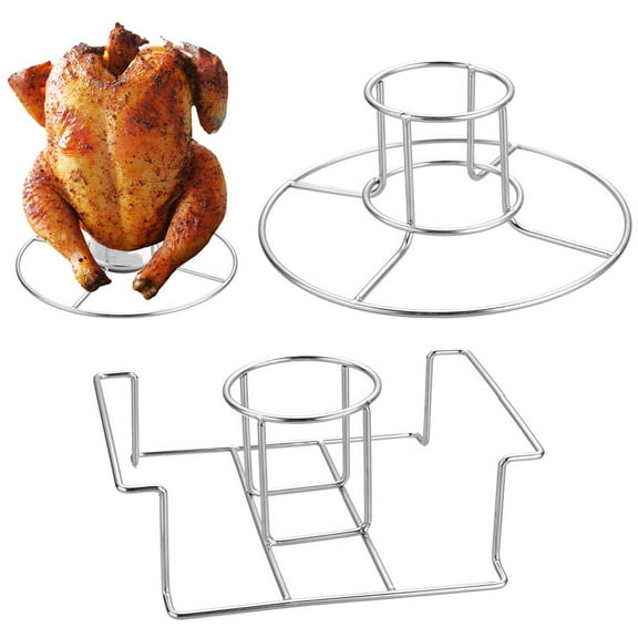 Grill Stand Roaster Basdi Stainless Beer Can Chicken Holder - Grill Stand for Roasting Whole Chicken | Secure Fit, Durable, Enhances Flavor for Outdoor Bbq and Camping, Stainless Chicken Rack, A