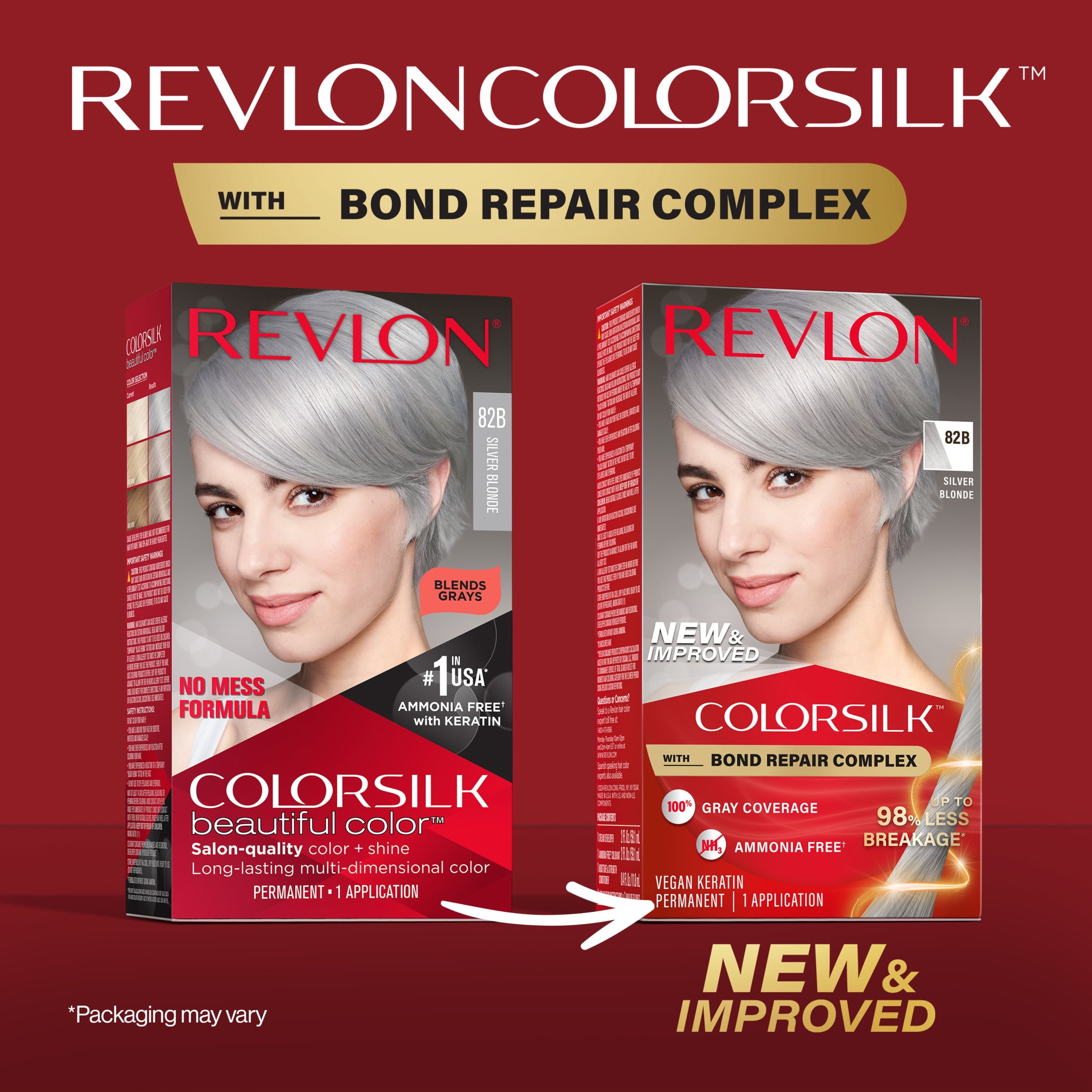 Revlon ColorSilk Permanent Hair Color, Bond Repair Complex, 82B Silver Blonde, 1 pack  (图3) Revlon ColorSilk Permanent Hair Color, Bond Repair Complex, 82B Silver Blonde, 1 pack  (图3)