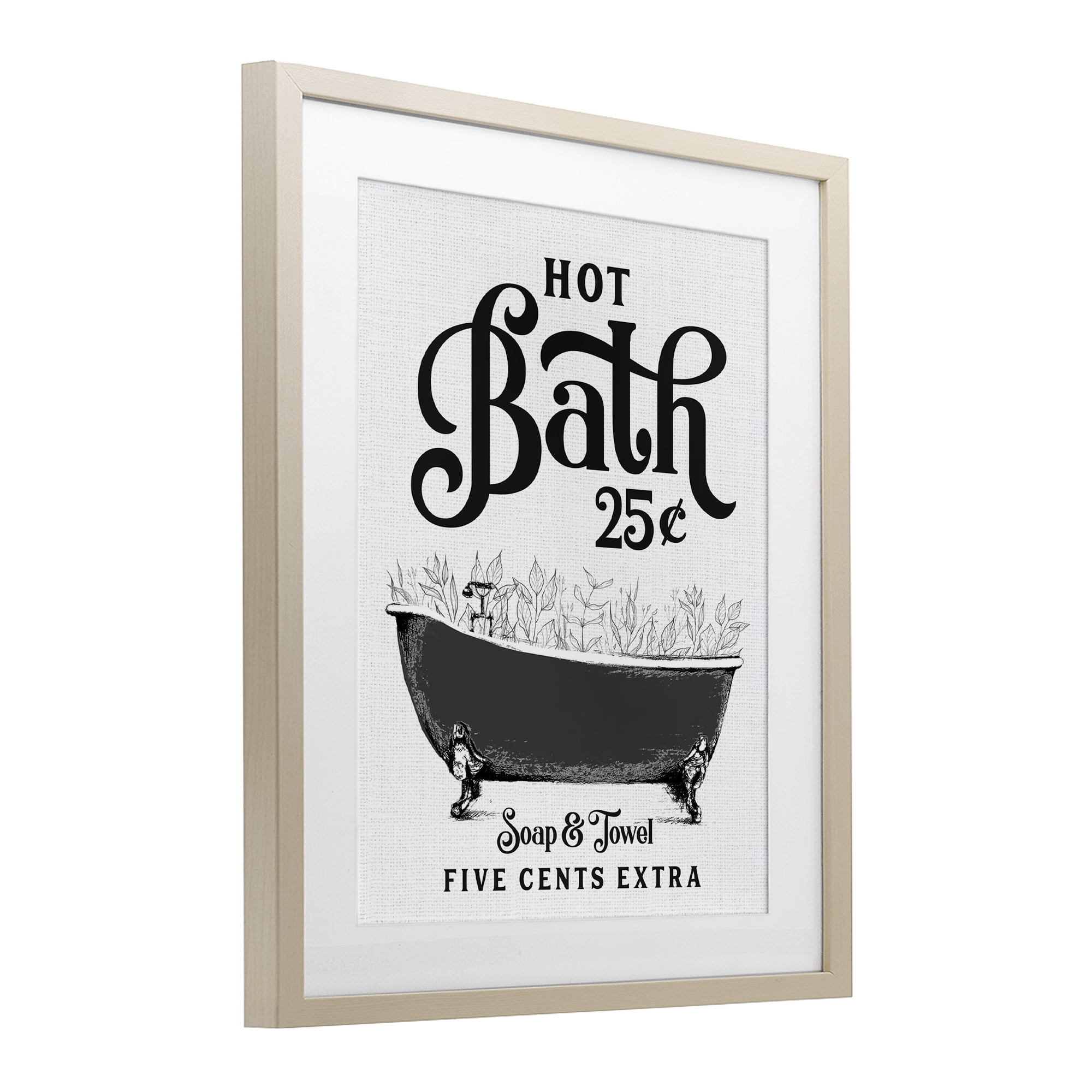 Hot Bath with Bubbles Birch Framed Print Under Glass, design by Lettered and Lined