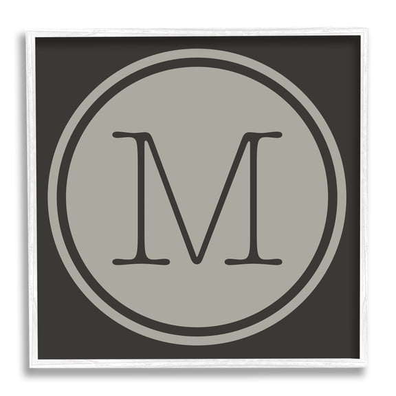 Stupell Industries Modern J Initial Round Elevator Key Shape Typography Painting White Framed Art Print Wall Art, 12 x 12