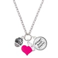 thumbnail image 1 of Delight Jewelry Silvertone Paw on Hatched Background Spinners - Hot Pink Heart Nurse Strong Zoe Necklace, 1 of 4