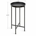 thumbnail image 2 of Kate and Laurel Celia Round Metal Foldable Accent Table with Tray Top, Black, 2 of 6