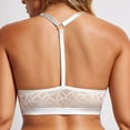 thumbnail image 4 of Wang6 Womens Front Hook Closure Bras Plus Size No Wire Seamless Lace Trim Everyday Bras Large Bust Cross Bandage Underwear Racerback T Shirt Bra Bralettes White XL, 4 of 6