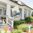 thumbnail image 6 of Happy Easter House Flag 28x40 Inch Double Sided Burlap Blue Truck Rabbit Eggs, Yard Large Flags for Outside Farmhouse Holiday Spring Outdoor Bunny Decor, 6 of 10