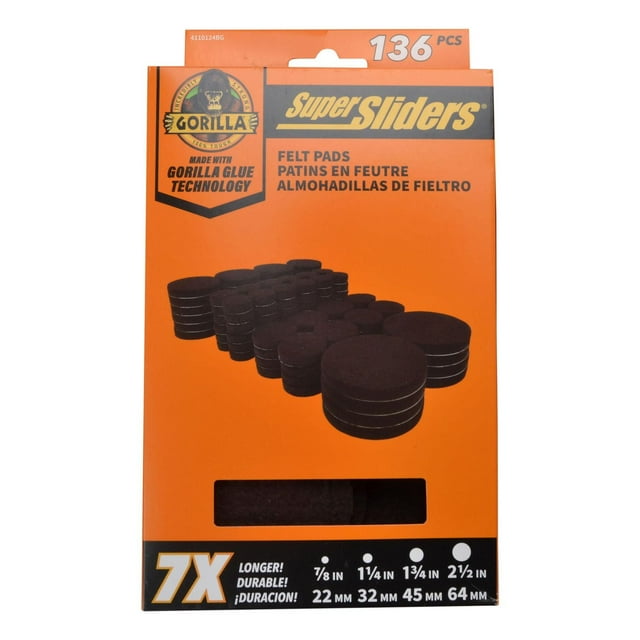 Super Sliders With Gorilla Glue Felt Value Pk Brown 136 pc