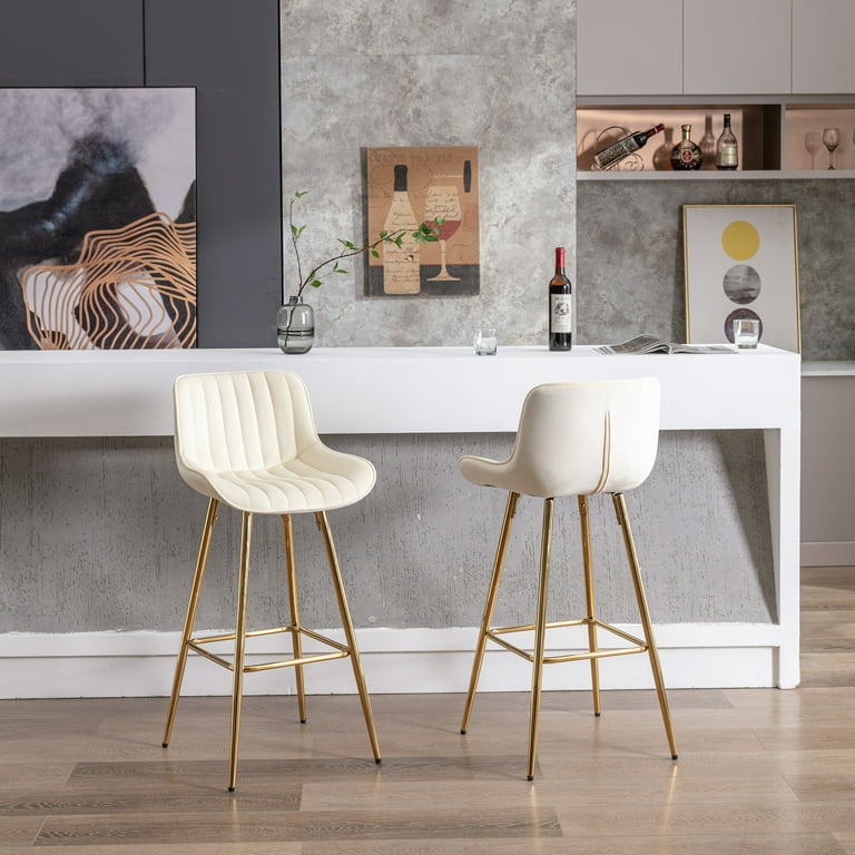 Counter Height Bar Stools Set of 2 Modern Bar Chairs with Back