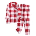 thumbnail image 4 of zaveiop Women Flannel Pajamas Set - Long Sleeve Top and Bottom - Ladies Lightweight Flannel PJs (Watermelon Red, L), 4 of 4