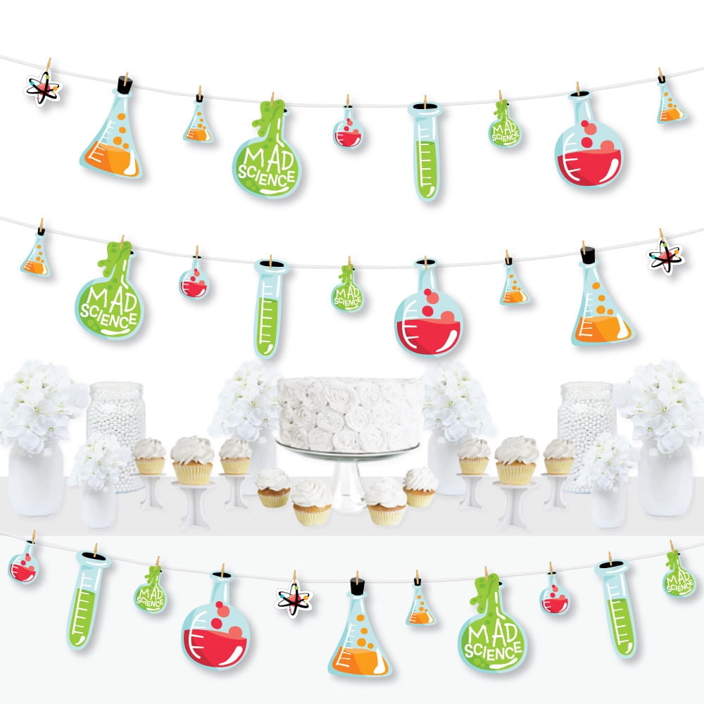 Scientist Lab - Mad Science Baby Shower or Birthday Party DIY Decorations - Clothespin Garland Banner - 44 Pieces