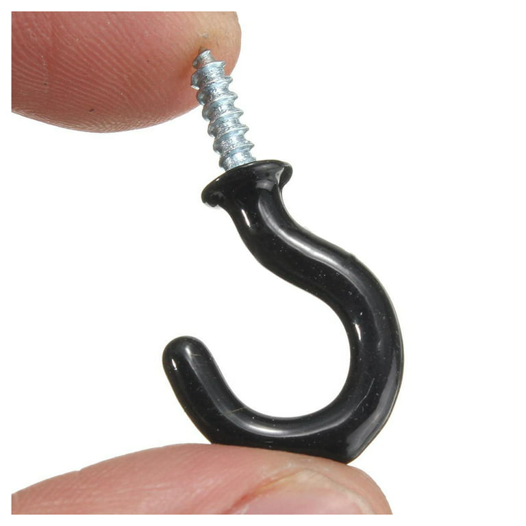 70Pcs Screws Mounted Arched Cable Clamp Clip Tie 21 x 7mm for 3mm Wire & 50  Pcs 1.1 Inch Cup Mug Hooks Shouldered Metal Screw-In Plastic Coated Hanging  Black 