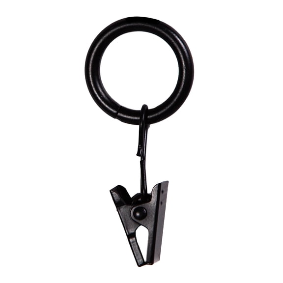 Kenney Clip Rings for 1/2" Diameter Curtain Rods, Black, Set of 14