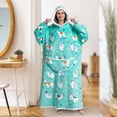thumbnail image 2 of Blanket Hoodie Robe With Giant Pocket Lamb Lined Design For Spring Winter Fall Sleeping Wear, 2 of 6