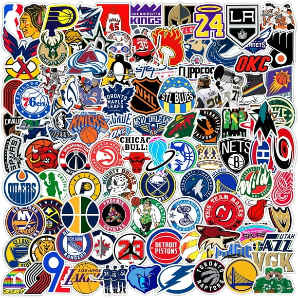100Pcs Ice Hockey Team Fans Logo Stickers Collection, NBA Logo