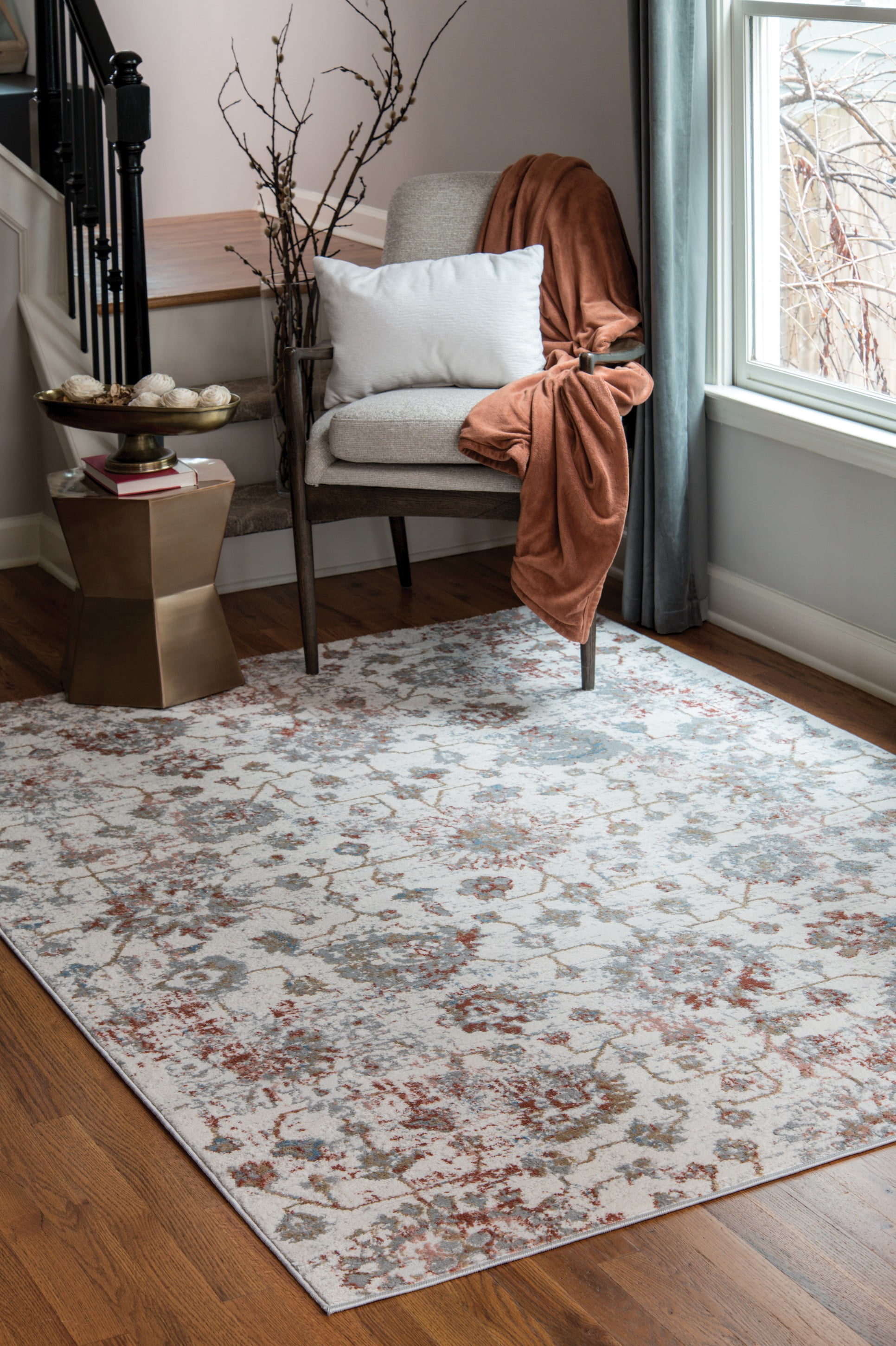 United Weavers Dawson Fireboard Transitional Trellis Runner Rug, Rust, 2'7" x 7'4"