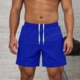 thumbnail image 5 of Lenago Men's Shorts Athletic Mens Shorts Casual Men's Solid Color Pants Bandage Elastic Waist Pocket Casual Fashionable Shorts Blue XXXL, 5 of 5