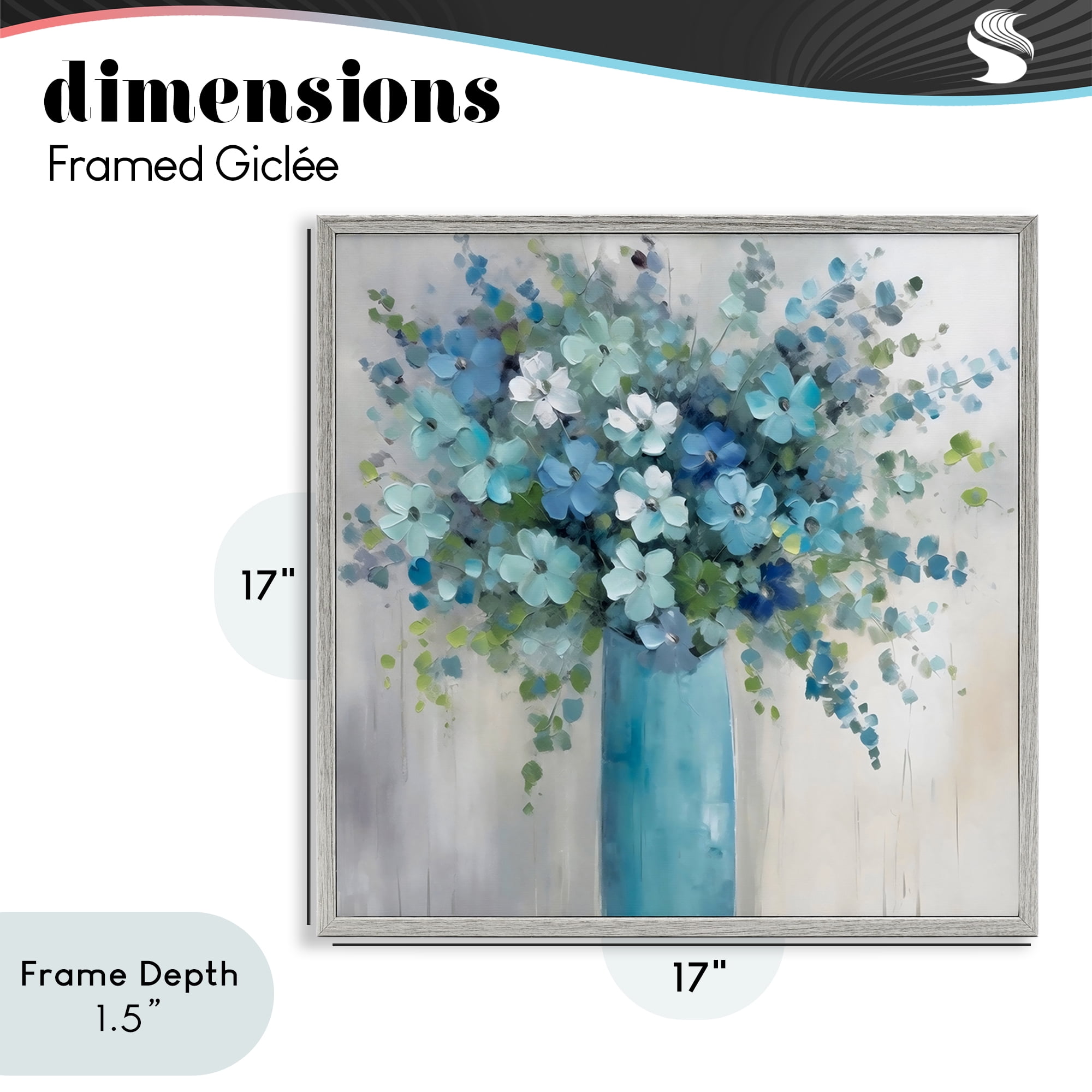 Stupell Industries Indigo Bouquet in Blue Vase Gray Framed Giclee Art, design by Creative Studio