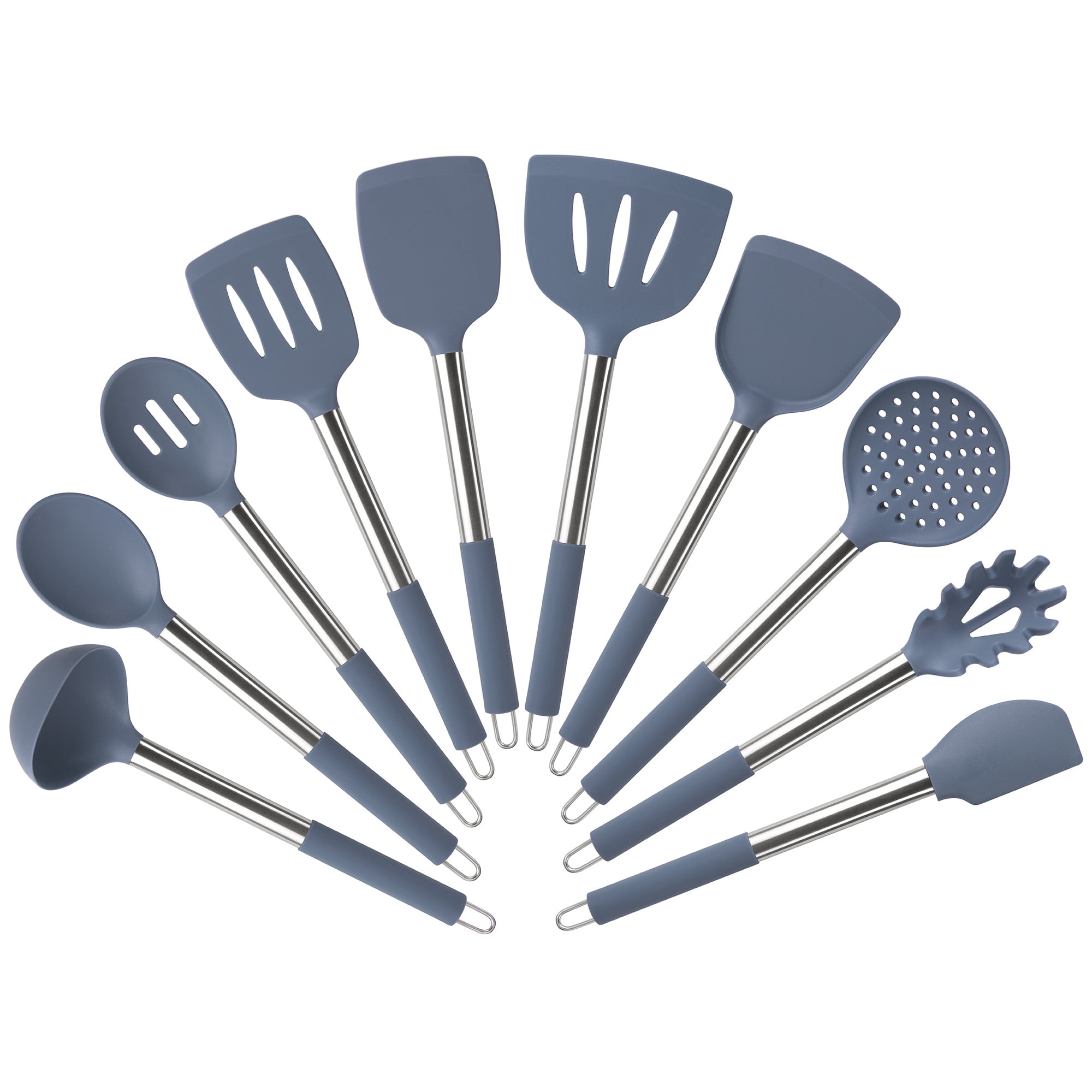 Mainstays 10 Piece Silicone Utensil Set - Blue Moonlight - Walmart.com - Walmart.com