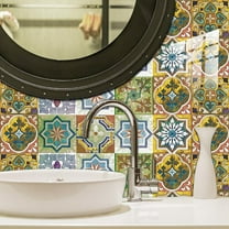 10Pcs/Set Peel and Stick Tile DIY Decor Retro Wall Sticker Removavle Waterproof Backsplash Decals Mural for Kitchen Bathroom Tiles 5.9"x5.9"