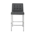 thumbnail image 3 of 25 Inch PU Kitchen Counter Chair, Dining Chair with Silver Metal Legs, Simple Bar Stool Upholstered Dining Chairs, Accent Chair Dining Room, Kitchen, Vanity, Living Room(Grey,Set of 2), 3 of 10