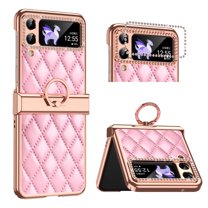 TECH CIRCLE for Samsung Galaxy Z Flip 4 5G Case, Sparkle Glitter Bling Anti-Scratch Full-Body Shockproof Protective Phone Case with Finger Ring for Samsung Galaxy Z Flip 4 5G 6.7 inch,Pink