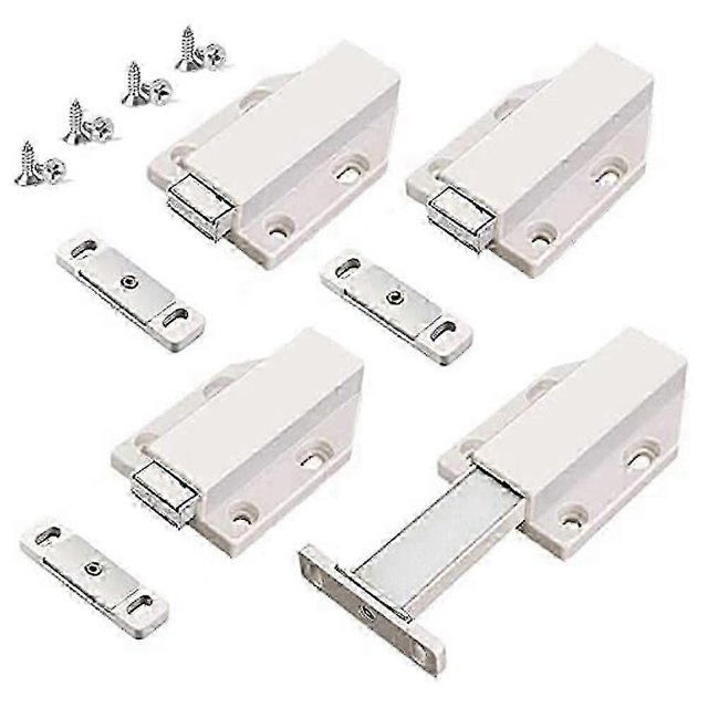 Push Latch Heavy Duty 4 Pack Push to Open Cabinet Hardware Magnetic Latches for Large Door Push White