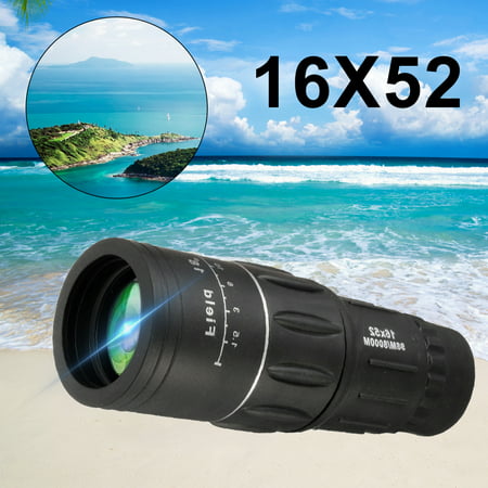 16x52 HD Portable Handheld Monocular Telescope Day Night Vision Dual Focus Optical Zoom Waterproof For Hiking Camping Hunting Sightseeing Valentine's (Best Night Vision Monocular Uk)