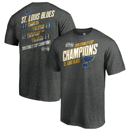St. Louis Blues Fanatics Branded 2019 Stanley Cup Champions Hash Marks Schedule T-Shirt - Heather