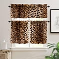 thumbnail image 3 of Leopard Pattern Window Valance 3 Piece Set,Vintage 3D Wild Animal Fur Print Home Bedroom Living Room Kitchen Decorative Valance, 3 of 5