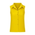 thumbnail image 5 of IHengLiXing Summer Tops for Women SleevelessPlus Size Shirts for Women Under $10Summer Clothes for Women Outfits Yellow Women's Casual Solid Color Sleeveless Button-up Top Shirts L, 5 of 7
