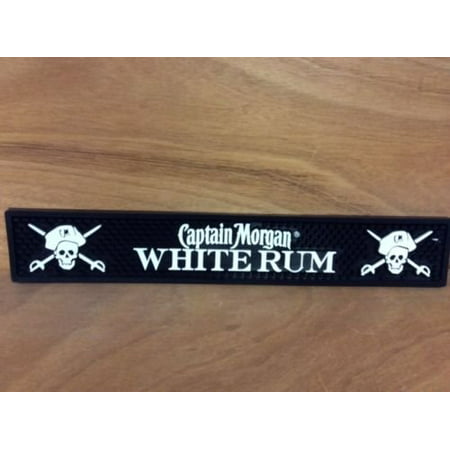 White Rum Rail Runner Bar Mat -Pirate Logo, 1 Professional Grade Captain Morgan White Rum Bar Mat By Captain (Captain Morgan Rum Best Price)