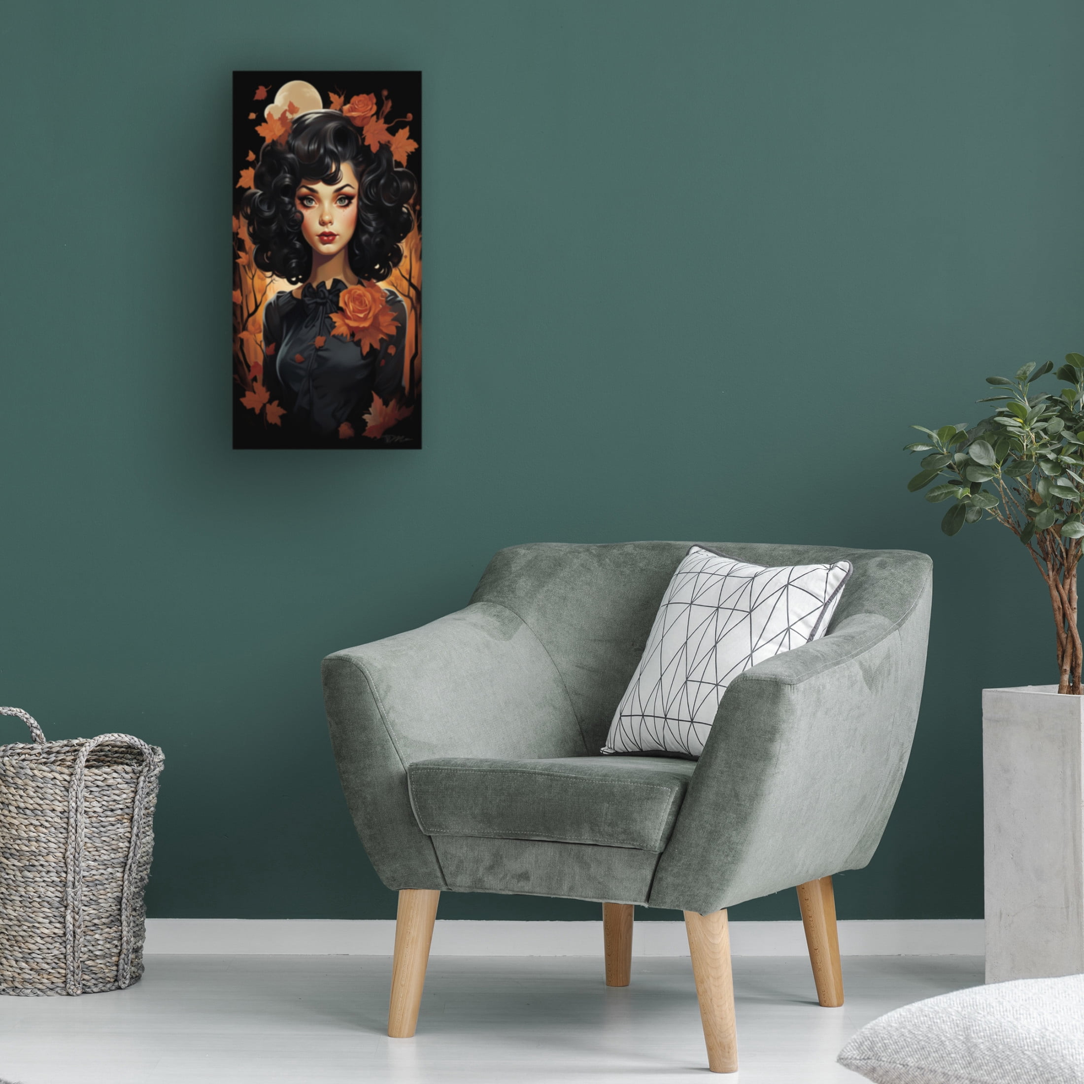 Canvas Wall Art - Momart 'Hallowen Girl (4)' Wall Art for Living Room, Bedroom, or Office Décor by Trademark Fine Art - 12 x 24 Inches