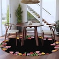 thumbnail image 5 of Round Rug 5ft Area Rug, Spring Colorful Tulips Flower Area Rugs for Living Room Bedroom, Easter Floral Plant on Black Floor Mat Non-Slip Non-Shedding Carpet Indoor Accent Rugs, 5 of 9