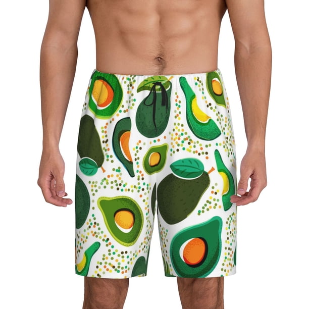 Fotbe Green Avocado Pantalones Cortos de Pijama para Hombre, Ropa de Dormir, Pantalones de Pijama Cortos para Hombre-Medium
