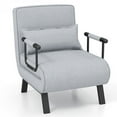 thumbnail image 2 of Yardi Yard Folding 6 Position Convertible Sleeper Bed Armchair Lounge Couch with Pillow-Light Gray, Vanity Chair for Bedroom Desk, 2 of 8