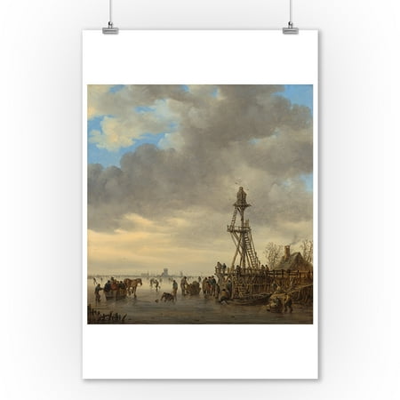 - Ice Scene near a Wooden Observation Tower - Masterpiece Classic - Artist: Jan van Goyen c. 1646 (9x12 Art Print, Wall Decor Travel Poster)
