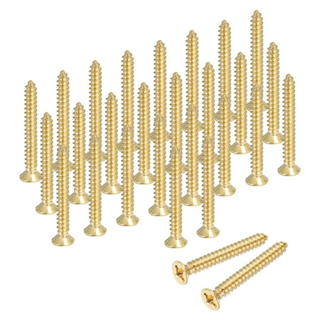 Uxcell Brass Wood Screws M3 x 25mm Phillips Self-Tapping Furniture Connector for Door Hinges Wood Crafts and Appliances DIY Projects Pack of 28