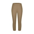 thumbnail image 6 of Womens Capris Plus Size Spandex Capri Leggings for Women Soft Elastic Waist Pull on Stretch Pant Summer, Khaki 4XL, 6 of 7