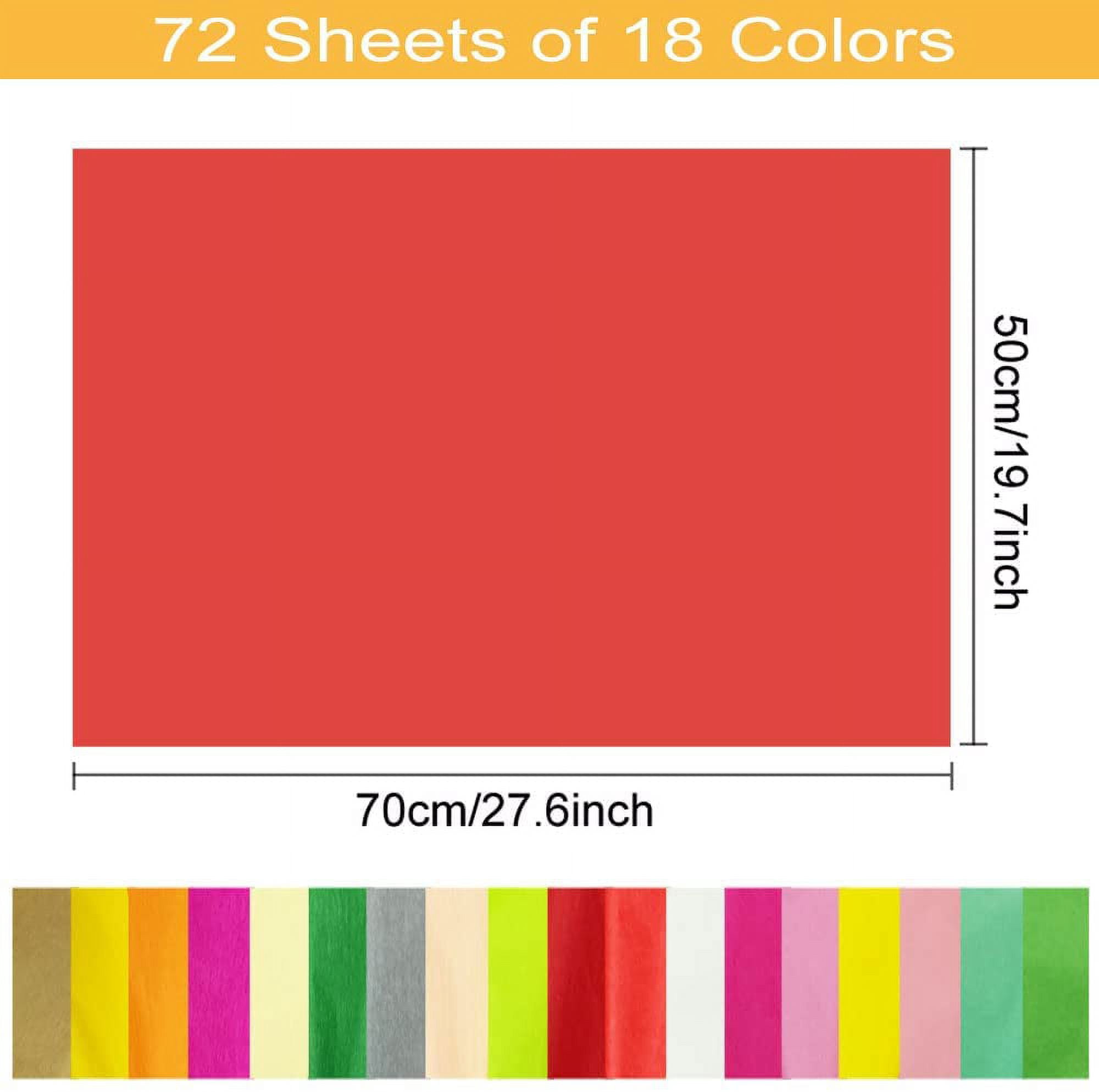 BUZIFU 72 Sheets Multi Coloured Tissue Paper, 50x70cm Tissue Paper Sheets Art Crafting Crepe Paper Large Tissue Paper for Gift Wrapping, Kids Art Crafting, Packaging, Party Decoration,18 Colors