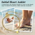 thumbnail image 6 of Bestyle 14K Gold Plated Heart Anklet Bracelet for Women, Double Layered Letter Initial Anklet Summer Beach Mother's Day Birthday Gifts, 6 of 9
