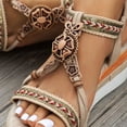 thumbnail image 7 of Rokment Vintage Indian Platform Dress Sandals for Women 2026 Summer Beach Vacation Linen Memory Foam Wedges Boho High Heels Slingback Sandals Beige Size 6.5, 7 of 7