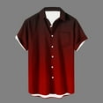 thumbnail image 3 of IYTR Men's Short Sleeve Button Shirts Summer Fashion Gradient Color Lapel Hawaiian Beach Shirt Casual Loose Blouses Red M, 3 of 5