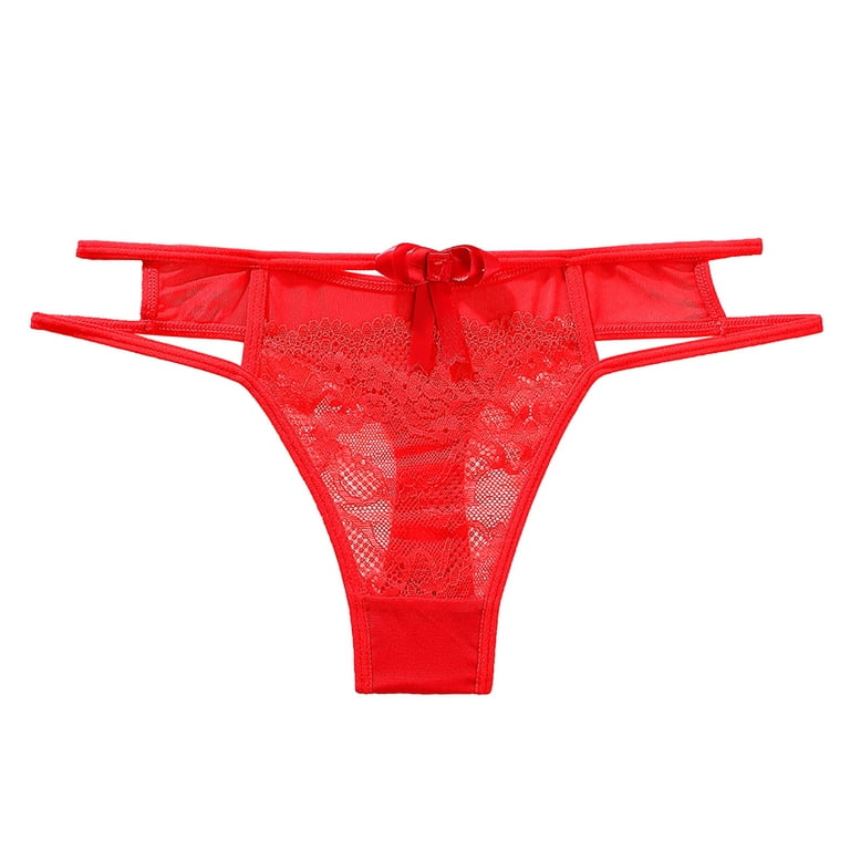 HUPOM Period Thong Underwear For Women Panties High Waist Casual Belt Drop  Waist Red L