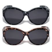 TheGag Polarized Lightweight Womens Large Round Fit over Sunglasses, Leopard, 2 Piece
