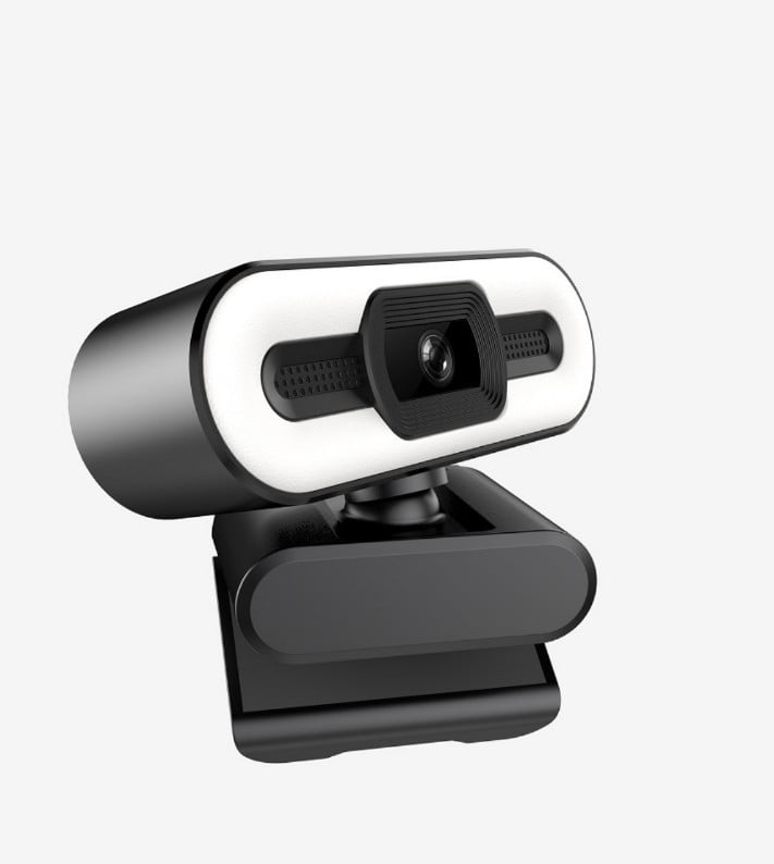 1080P HD USB Webcam with Mic, LED Light & Brightness Adjuster for Video Chat & Conference