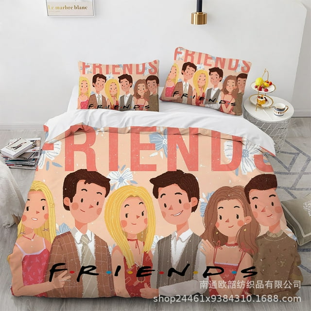 Friends Ensemble de Literie, Ensemble Trois Pièces, Microfibre, Housse de Couette Imprimée 3D-Youyoupin