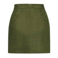 thumbnail image 5 of Gustave Women's High Waist Bodycon Mini Pencil Skirt Ladies Fashion Split A-Line Short Skirt Faux Suede Leather - Green, S, 5 of 7