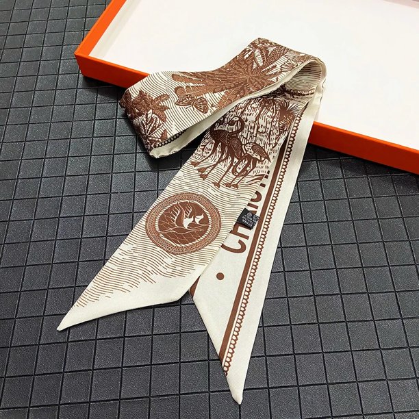 2022 Korean Version Autumn And Winter New Tarot Flamingo Women 100% Twill Decoration Ribbon Tie Bag silk scarf Hair Band Scarf