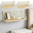 thumbnail image 7 of Wall Mounted Shelves with Iron Mesh and Wood Base, Non Perforated Floating Shelf Organizer for Bedroom and Kitchen, Industrial Style Storage Basket for Home area, 7 of 7